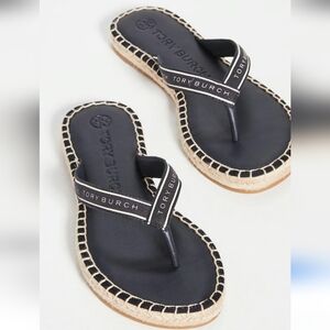 Tory Burch NWT  Ribbon Thong Espadrille Leather Sandals